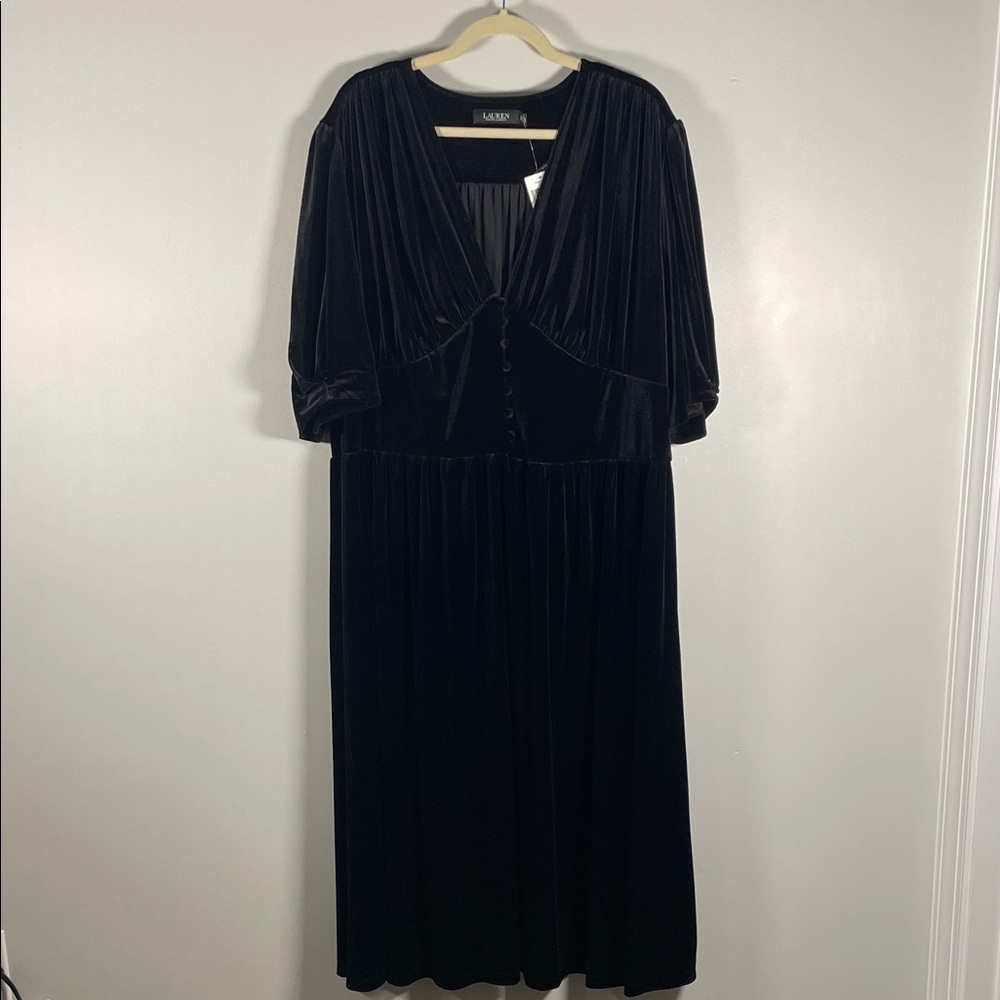 Lauren Ralph Lauren Black Long Velvet Classic Luxurious Women's Dress 3X